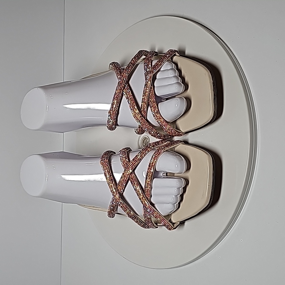 Naturalizer Abriana 2 Sandals Slides Slip-On Strappy Rhinestones Open Toe 7.5 W - Picture 2 of 14